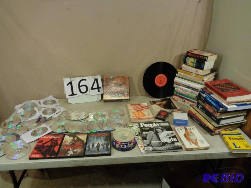 lot 164 image: DVDs, CDs, Blank CDs, Books, and More. Some m...