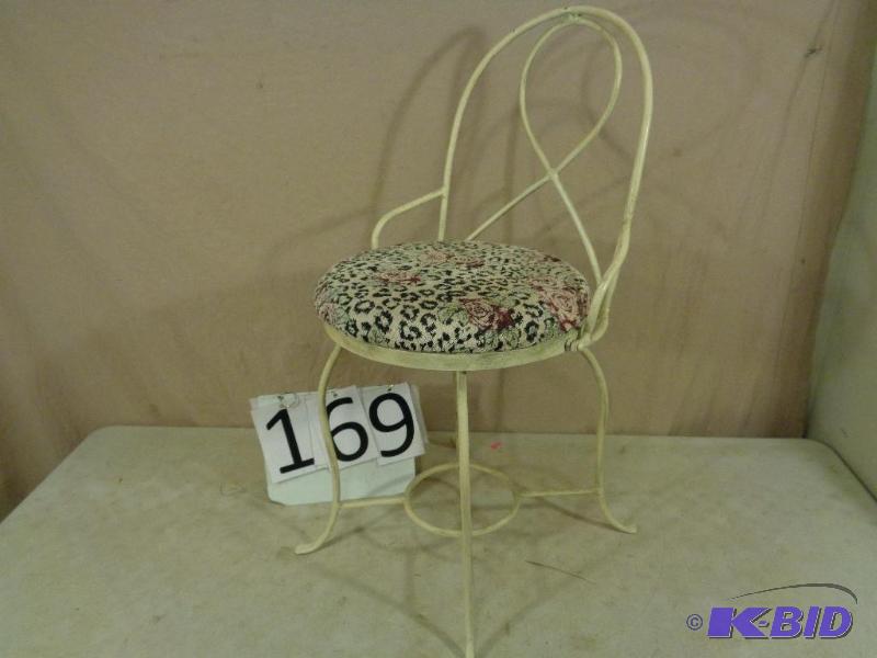 lot 169 image: Neat Metal Chair  Stool. Back flips down to ...