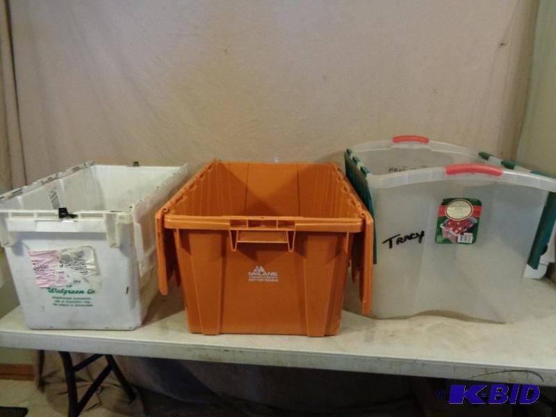 lot 183 image: 3 Assorted Totes with Attached Hinged Lids. C...