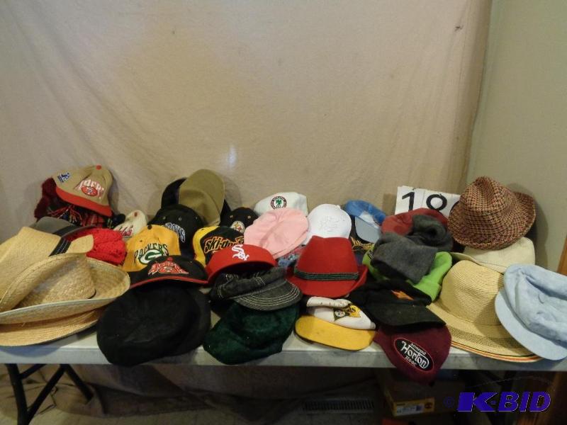 lot 186 image: Large Lot of Hats and More. Styles, sizes, an...