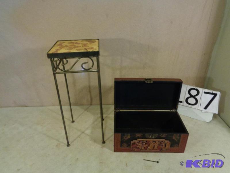 lot 187 image: Neat Metal and Stone Dragonfly Side Table and...