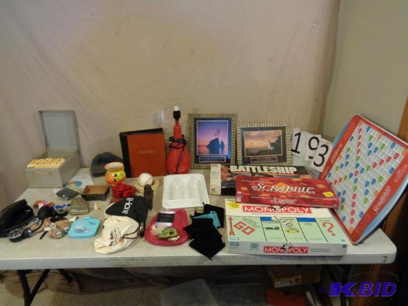 lot 193 image: Board Games, Photo Album, Lamp, Pictures, Smi...