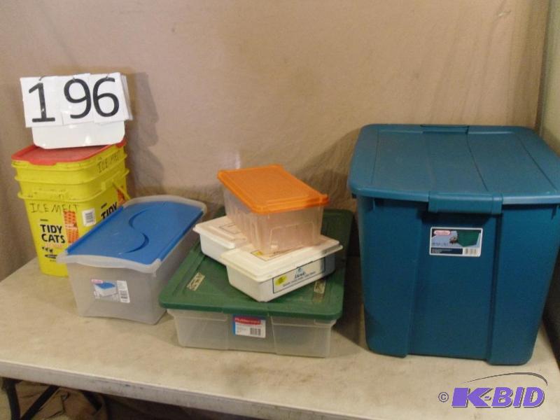 lot 196 image: Lot of Assorted Totes and Storage Containers....