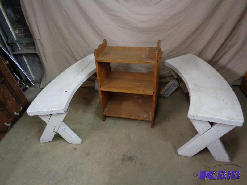 lot 19C image: 2 wood benches and small shelf. Great for&nbs...