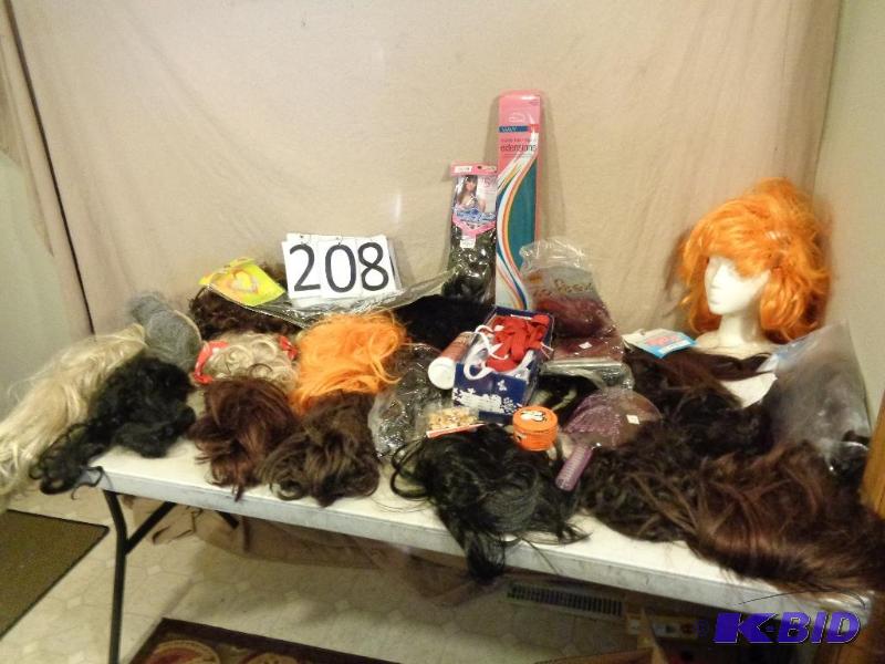 lot 208 image: Large Assortment of Hair, Extensions, Wigs, e...