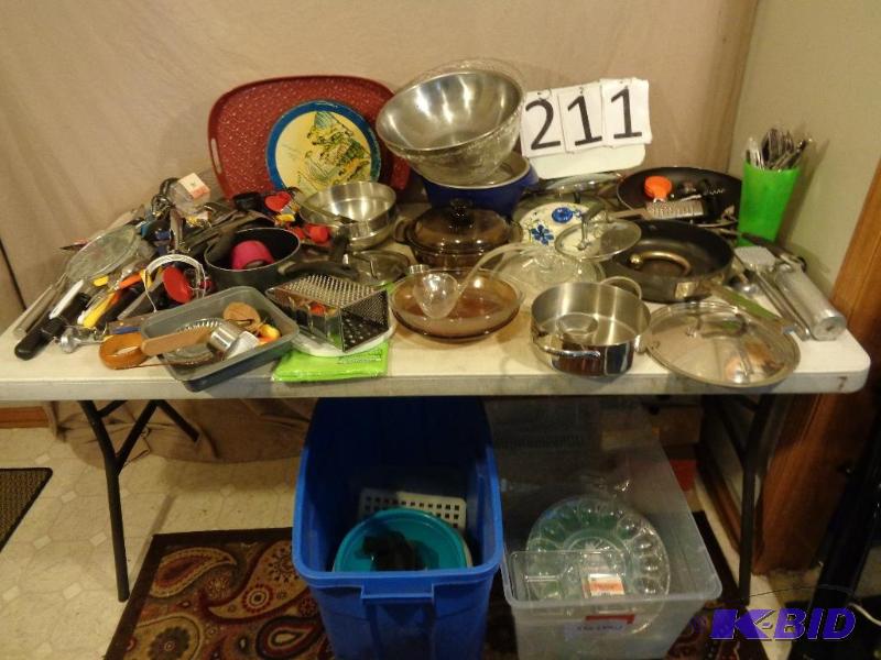 lot 211 image: Large Lot of Assorted Kitchen Items. Utensils...