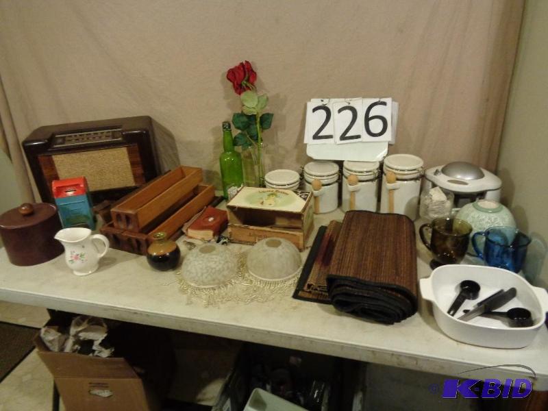 lot 226 image: Canister Set, Baking Dish, Bottle, Old GLF Ra...