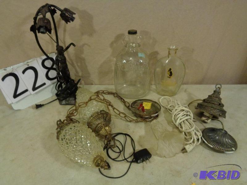 lot 228 image: Very Heavy Side Table Lamp, Old Bottles, Old ...