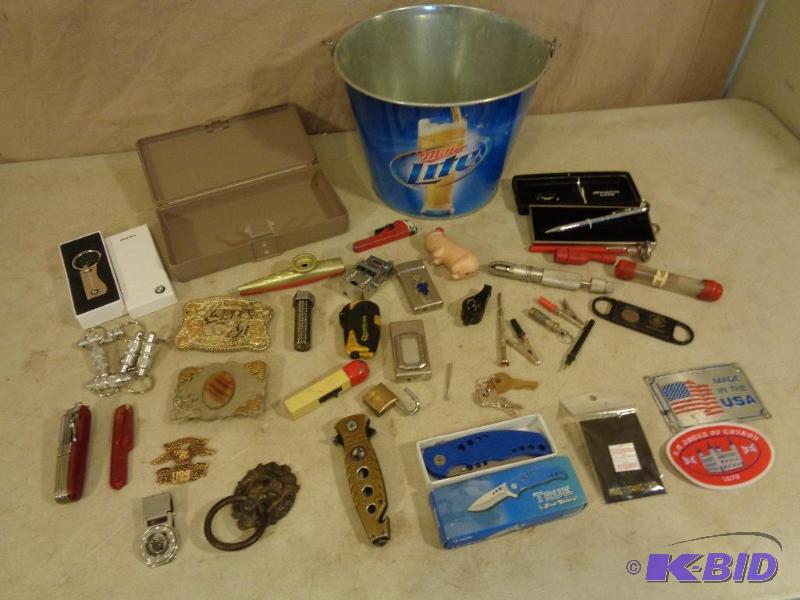 lot 2G image: Miller Lite&nbspBucket, Lighters, Belt Buckl...
