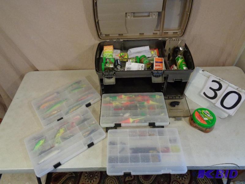 lot 30 image: Plano Fishing Tackle Box with Contents. FULL ...
