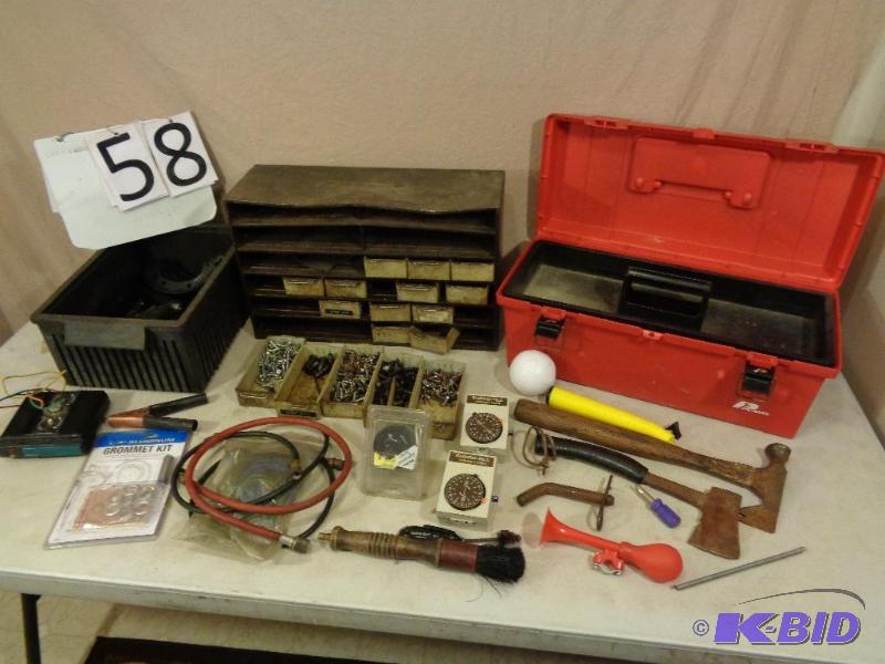lot 58 image: Lot of Assorted Shop Items. Toolbox, Tools, H...