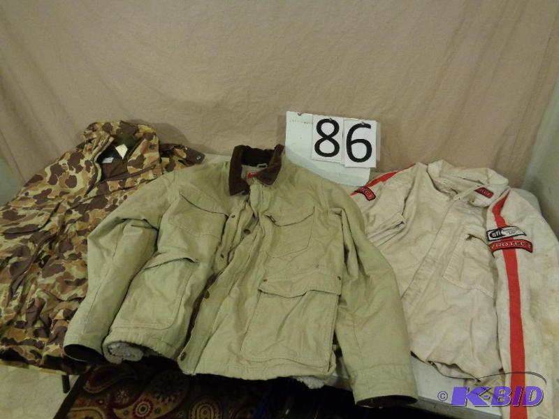 lot 86 image: Lot of 3 Assorted Jackets. Pyrotech Fire Suit...
