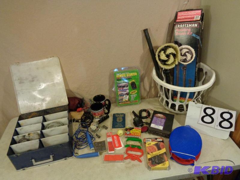 lot 88 image: Organizer Full of Hardware, Hose Clamps, Chai...