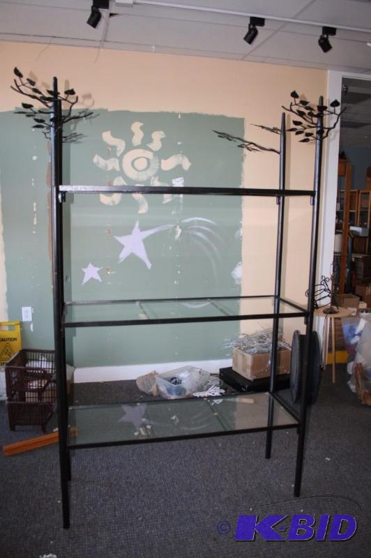 Black Iron and glass shelf display
