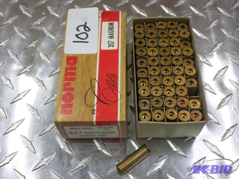 lot 102 image: (50) Norma .257-Magnum Unprimed Cases...