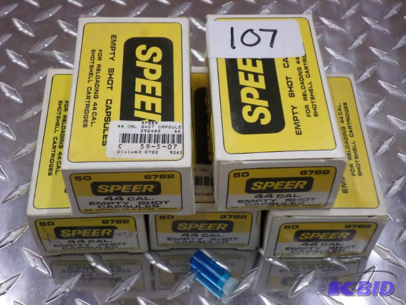 lot 107 image: (5) Boxes Of Speer .44 Empty Shotshell Capsul...