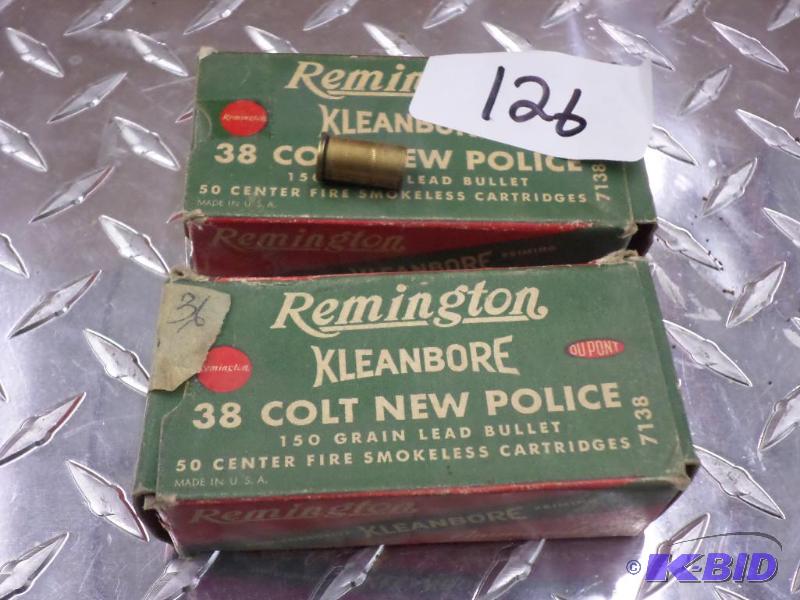 lot 126 image: (2) Boxes Of Empty Remington .38-Colt New Pol...