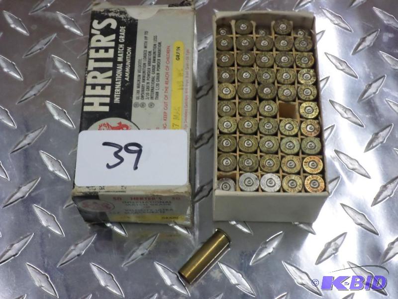 lot 39 image: (50) Herters .357-Magnum Pistol Casings...