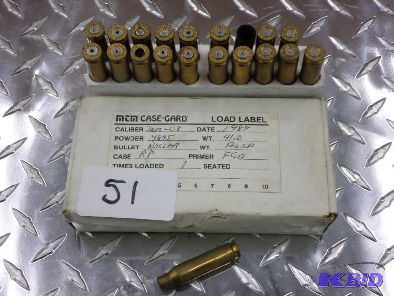 lot 51 image: (20) 7mm-08 Rifle Casings...