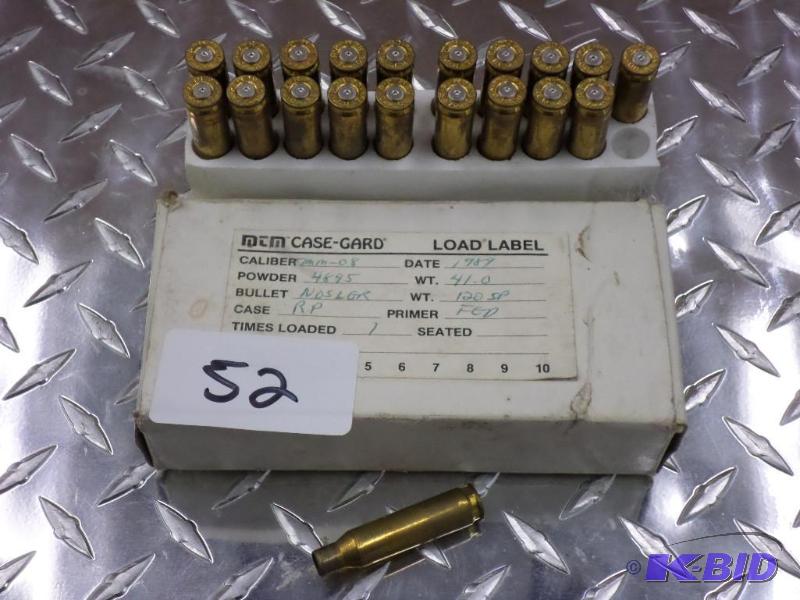 lot 52 image: (20) 7mm-08 Rifle Casings...
