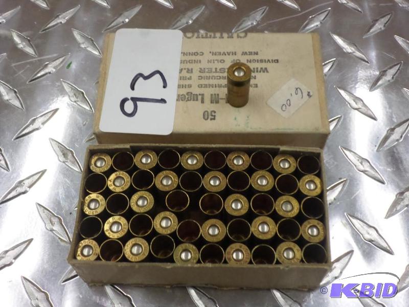 lot 93 image: (50) 9mm Luger Empty Primed Shell Cases...