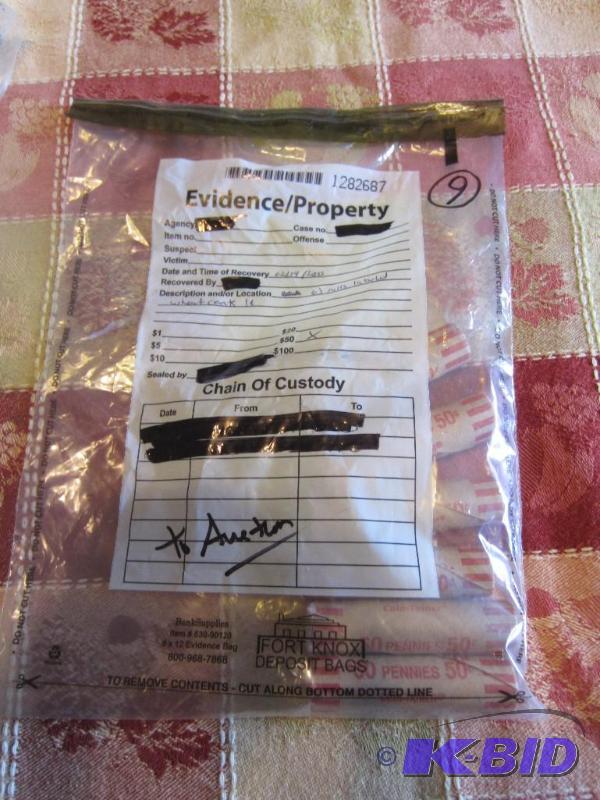 6 ROLLS OF WHEAT PENNIES IN EVIDENCE BAG