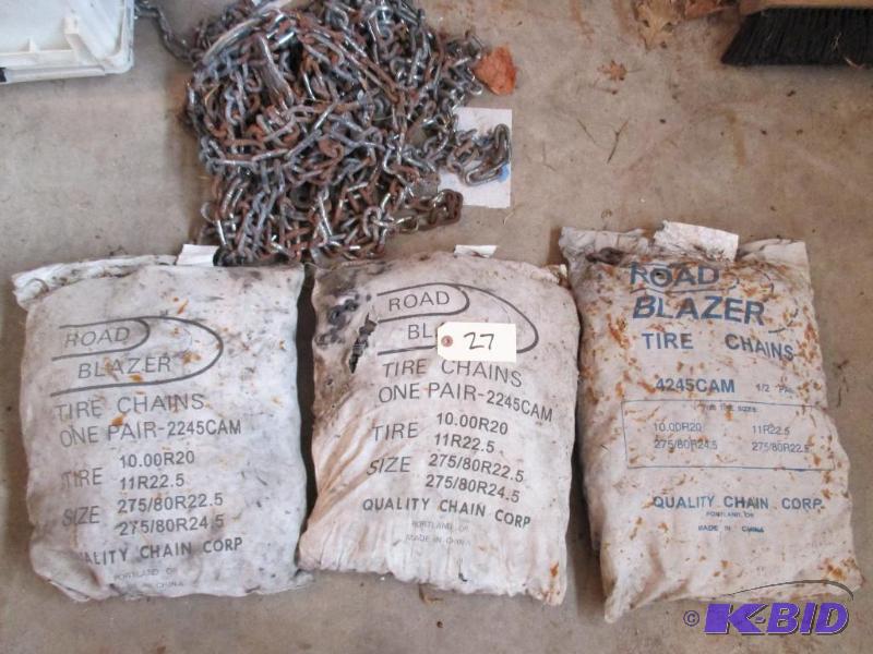lot 27 image: Tire chains, 4, sizes shown in picture...