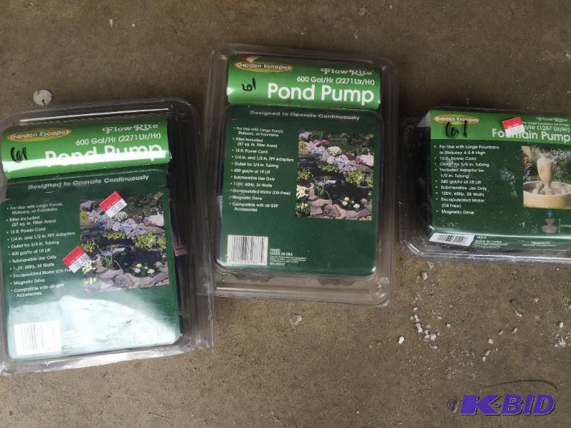 lot 61 image: 3 fountainpond pumps...