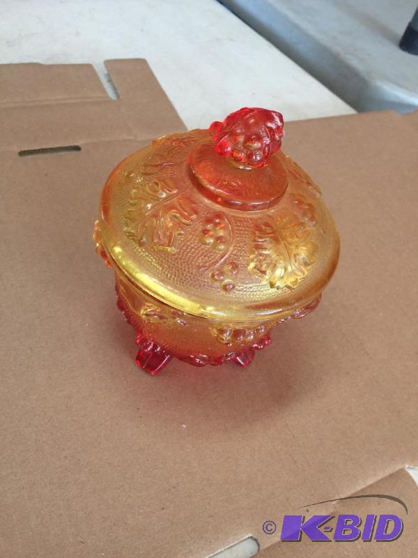 lot 69 image: Carnival glass dish...