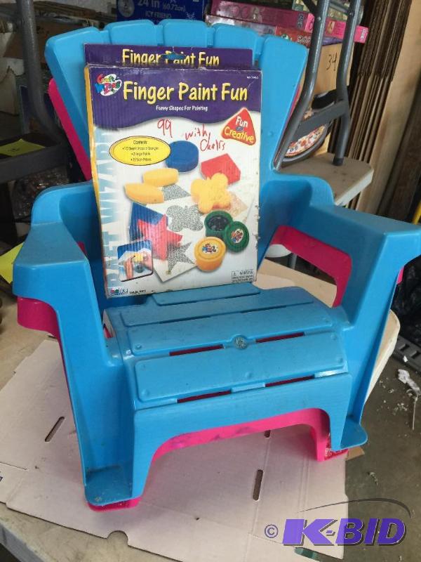 lot 99 image: Kids chairs and finger paint kits...