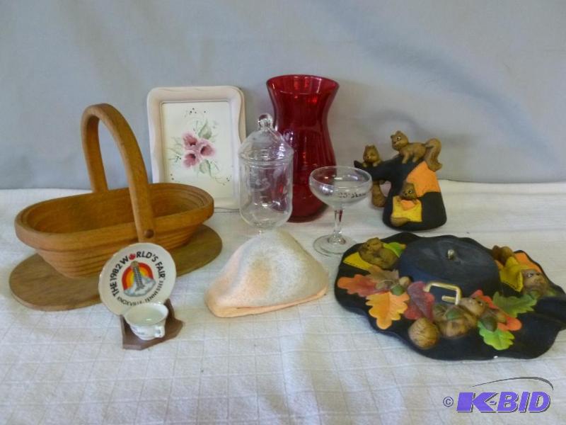lot 39 image: This lot consists of a large ruby red glass v...