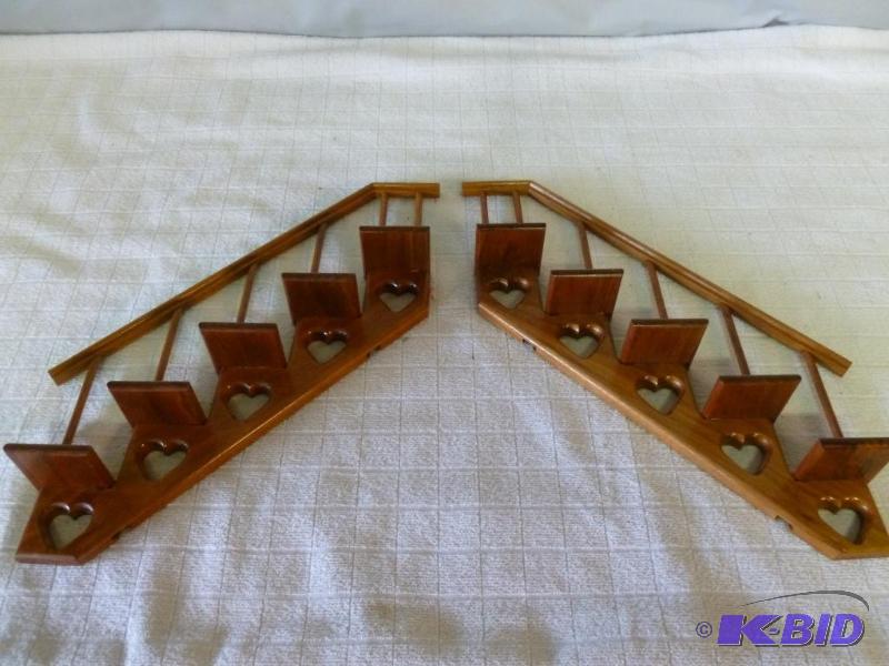 lot 41 image: A pair of custom made walnut knick knack wall...