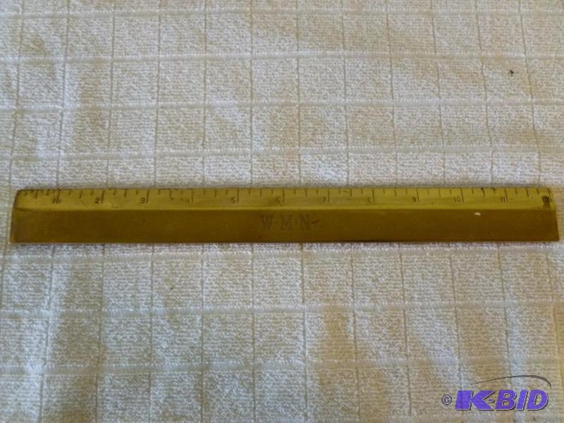 lot 49 image: Solid brass 12" ruler stick, very nice h...