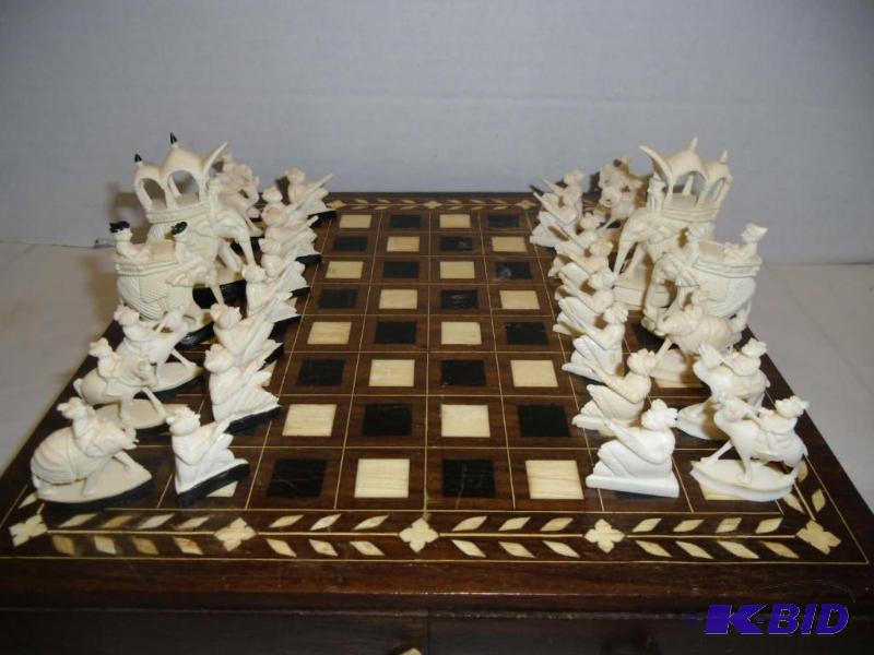 lot 12 image: Mind Game  Classic Chess Set with Hand Carved Ivory Pieces