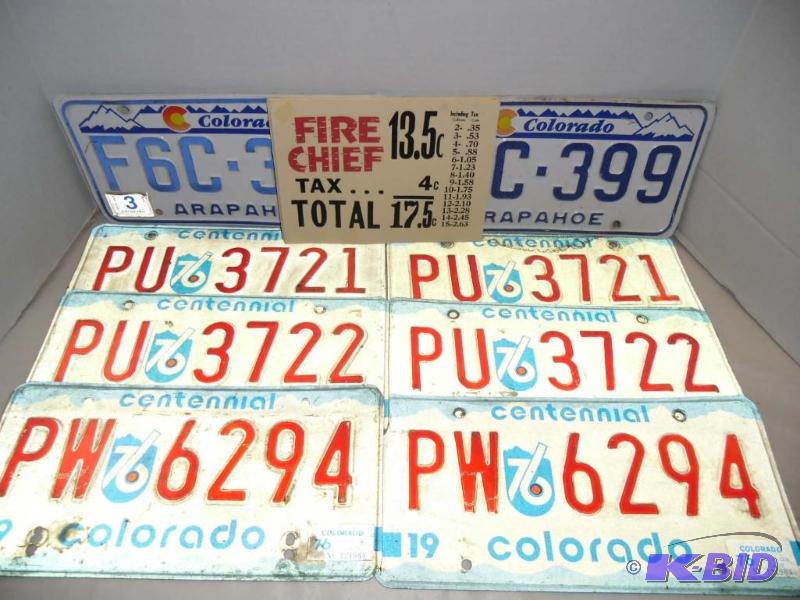 lot 14 image: Road Trip Old  Colorado License Plates  1976 Centennial 3 Sets   Special Series Arapahoe County