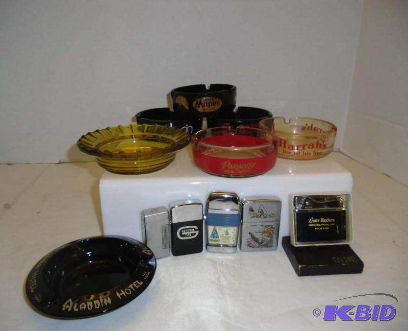 lot 17 image: Smokin  Advertising Cigarette Lighters and Casino Las Vegas & Reno Ashtrays