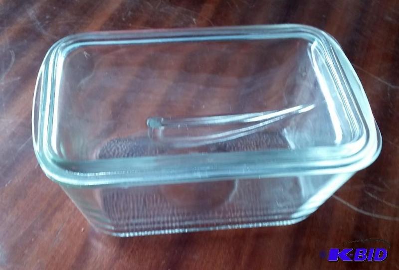 Small covered glass meat loaf pan...