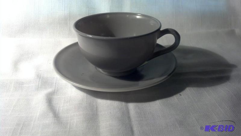 OVIDE, CUP AND SAUCER, GRAY IN COLOR...