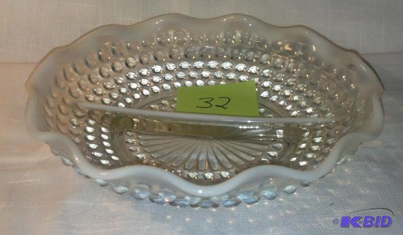 MOONSTONE, BOWL 7 34 IN RELISH, OPALESCENT...