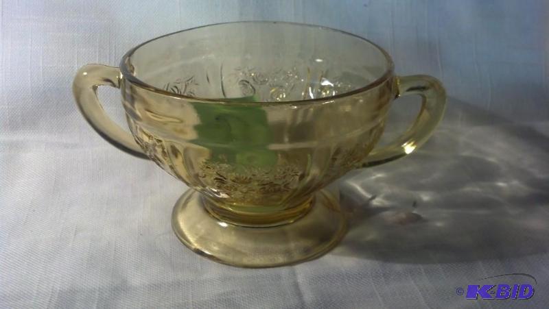 SHARON CABBAGE ROSE, SUGAR BOWL, AMBER...