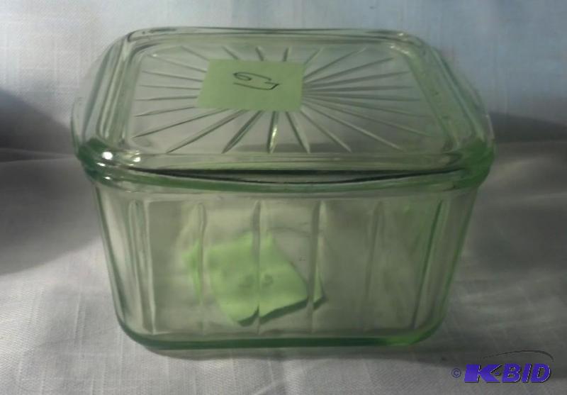 HOCKING, REFRIGERATOR JAR 6 IN SQUARE, GREEN...
