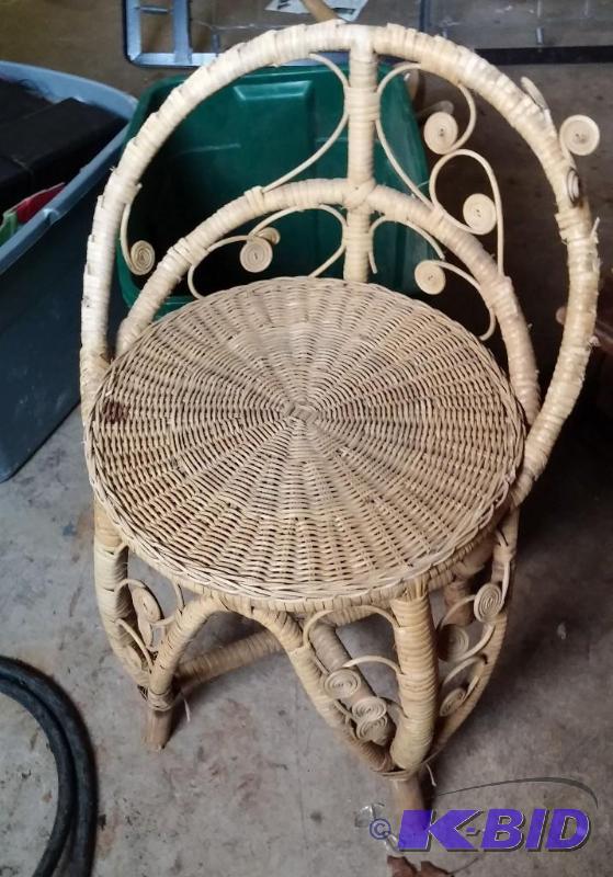Small Wicker Barrel Back Chair...