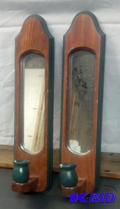 Set of 8 Wooden with brass tip candle sconces...