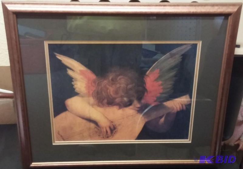 Angel Playing the Mandolin Framed Art 19 x 23...