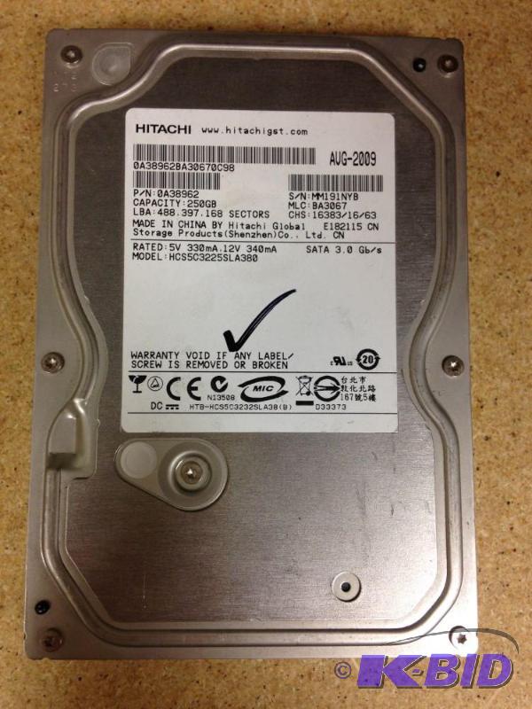 lot 35 image: Hitachi 250GB SATA Desktop Hard Drive Part N...