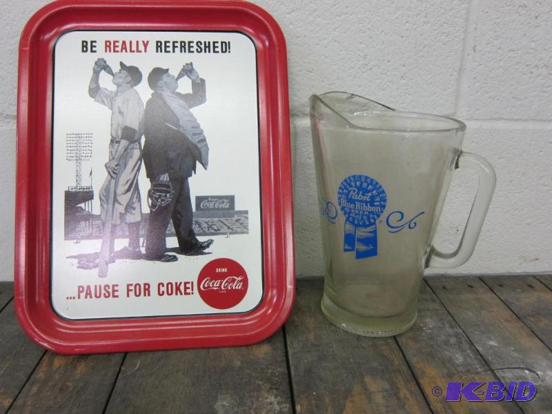 Collectible Metal Coca-Cola Tray and Beer Pitcher