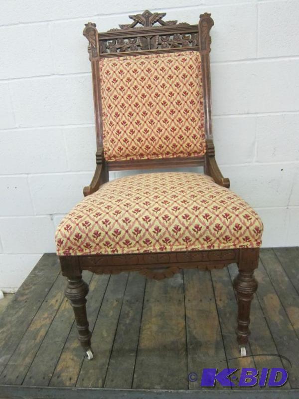Ornate Wood and Upholstered Chair