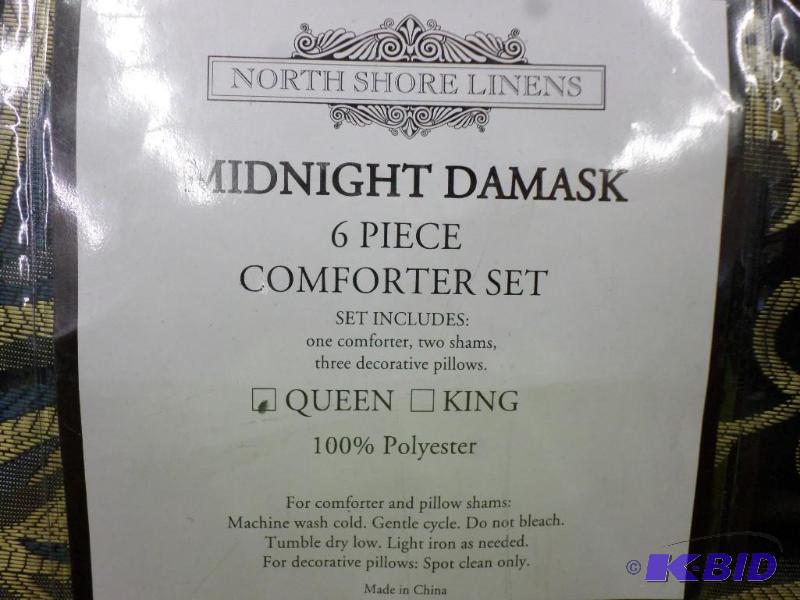 New North Shore Linens Midnight Damask 6-Piec...