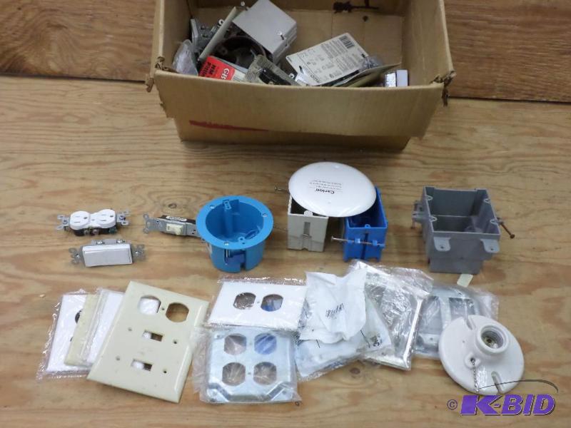 Box Of Misc Electrical Boxes &amp Etc...