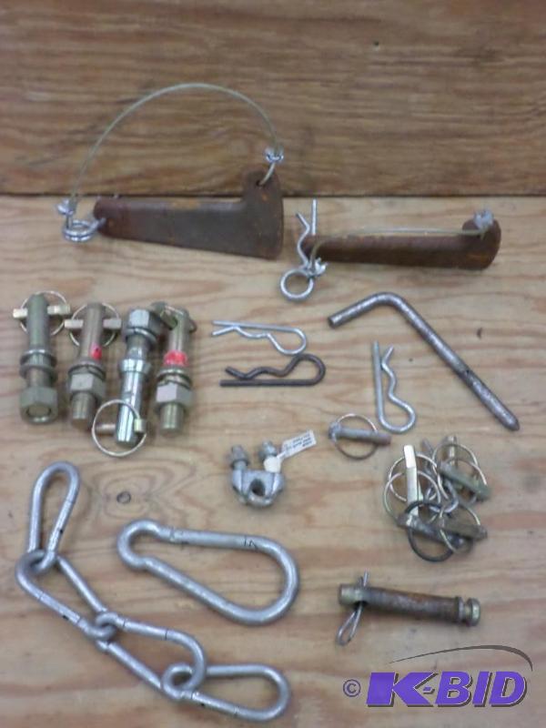 Box Of Assorted Plow Pins, Carabeners, Misc P...
